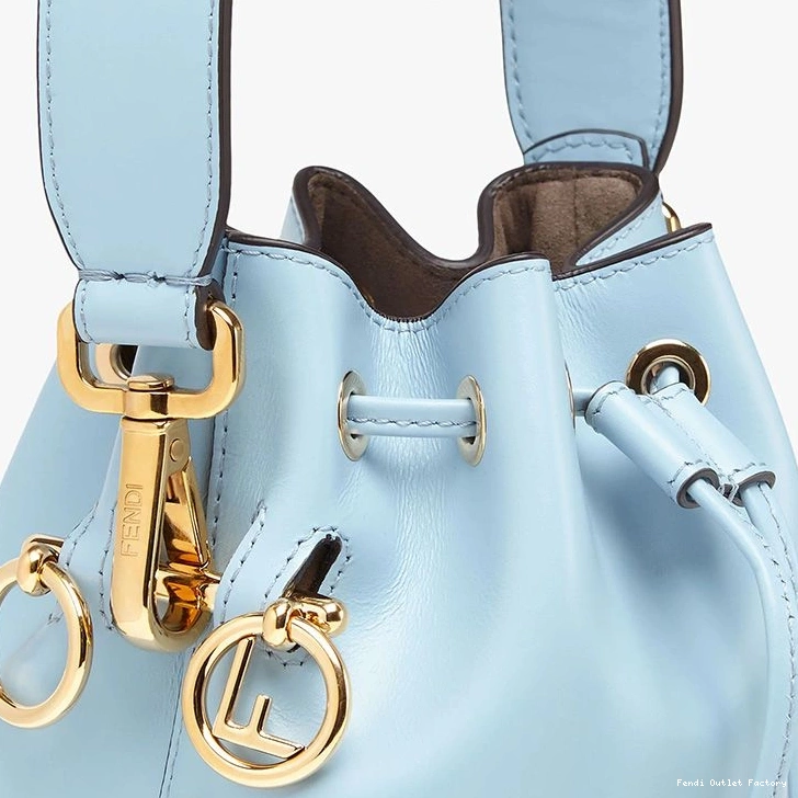 Cheap HOT Leather Bucket Sky Mon Logo Bag Calf Tresor Fendi In Mini Blue ROMA 0707